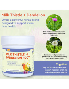 Suplemento Herbal Ourea para Aves - Cardo Mariano y Diente de León, 180 Porciones 2