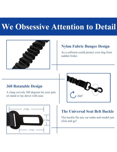 Cinturón de Seguridad para Perros Tongsiqi Ajustable 50-80cm