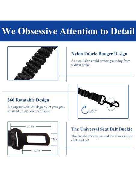 Cinturón de Seguridad para Perros Tongsiqi Ajustable 50-80cm