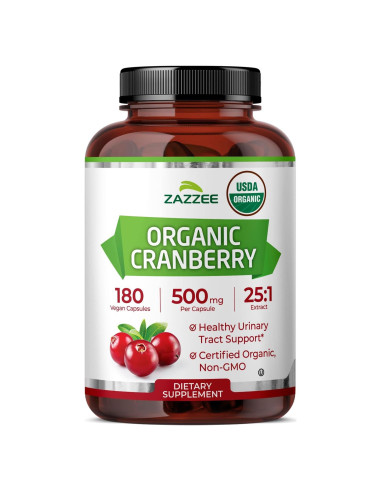 Cápsulas de Arándano Orgánico Zazzee 500 mg, 180 Veganas