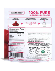 Cápsulas de Arándano Orgánico KOYAH 500 mg - 60 Unidades 2