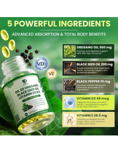 Cápsulas de Aceite de Orégano Orgánico Lukaree 180 Unidades 2