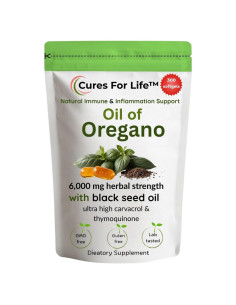 Aceite de Orégano Softgels Cures For Life 6000mg 300 Unidades