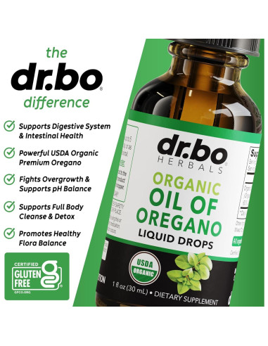 Gotas de Aceite de Orégano Orgánico DR. BO 29.57 ml - Salud Digestiva