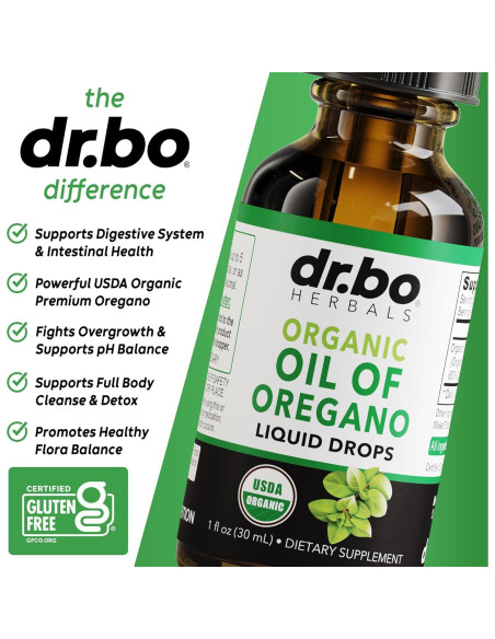 Gotas de Aceite de Orégano Orgánico DR. BO 29.57 ml - Salud Digestiva
