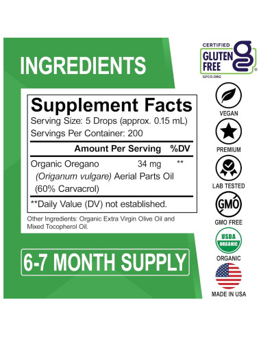 Gotas de Aceite de Orégano Orgánico DR. BO 29.57 ml - Salud Digestiva