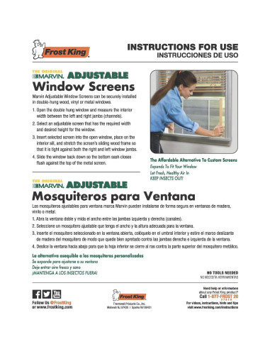 Pantalla de Ventana Ajustable Frost King AWS1045 25.4 cm Alto