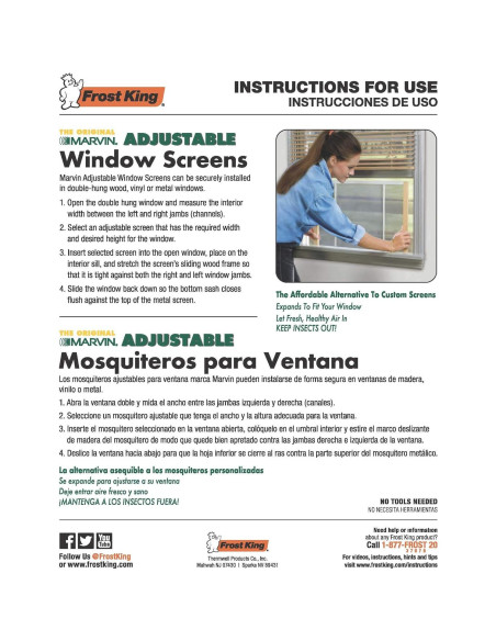 Pantalla de Ventana Ajustable Frost King AWS1045 25.4 cm Alto