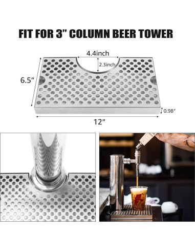 Bandeja de Goteo de Acero Inoxidable para Kegerator 34x25cm