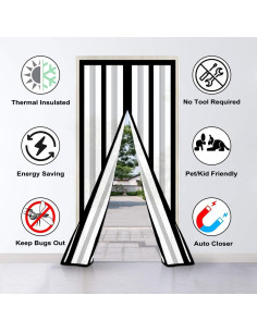 Cortina de Puerta Aislante Magnética SANJIANKER 90x204 cm 2