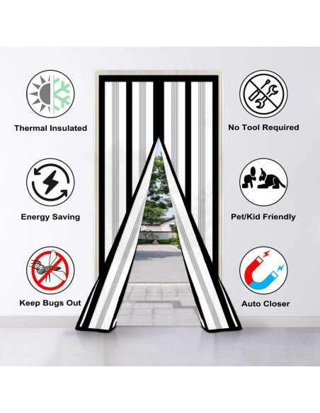 Cortina de Puerta Aislante Magnética SANJIANKER 90x204 cm