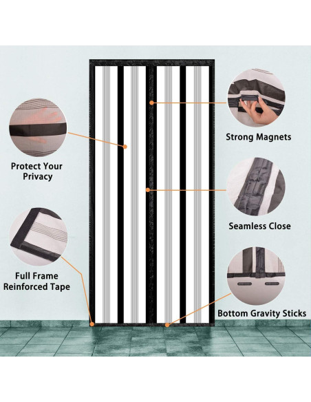 Cortina de Puerta Aislante Magnética SANJIANKER 90x204 cm