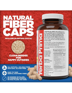 Yerba Prima Psyllium Husks 625 mg - 400 Cápsulas de Fibra Natural 2