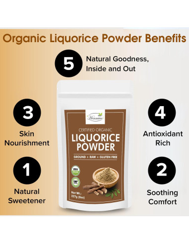 Polvo de Regaliz Orgánico Hennaco 227 Gramos - Endulzante Natural