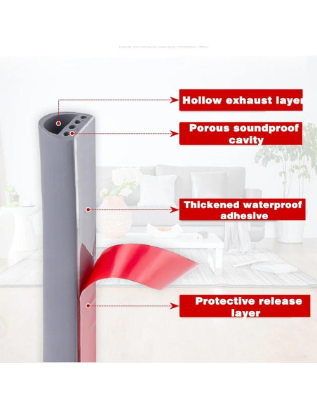 Tira de Sello de Silicona JHCBKFF 6m Gris Aislante Acústico