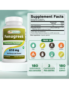 Cápsulas de Semilla de Fenogreco 610 mg Mejores Naturales 360 U. 2
