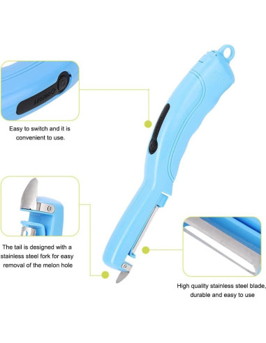 Pelador de Verduras Eléctrico Maxmartt Azul, Cuchilla Inoxidable