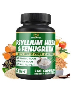Suplemento de fibra BMVINVOL con psyllium y fenogreco - 240 cápsulas