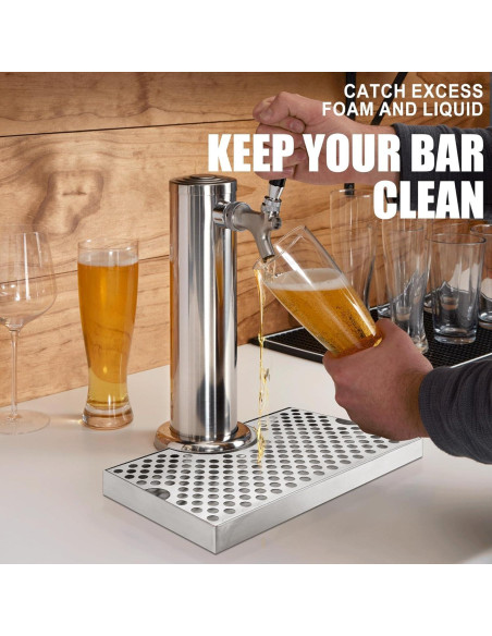 Bandeja de Goteo de Acero Inoxidable para Kegerator 34x25cm