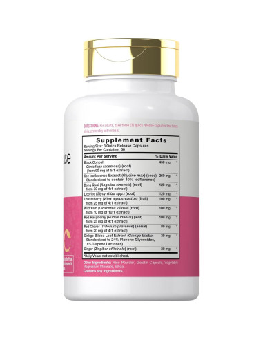 Suplemento Menopausia Carlyle 180 Cápsulas Herbal Sin OGM