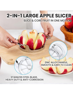 Cortador de Manzanas AUBENR Extra Grande 8 Cuchillas Acero Inoxidable 2