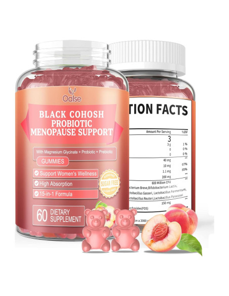 Gomitas Veganas OALSE Cohosh Negro 60 Unidades Alivio Menopausia