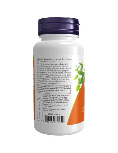 Extracto de Albahaca Sagrada 500mg NOW Foods 90 VegiCaps