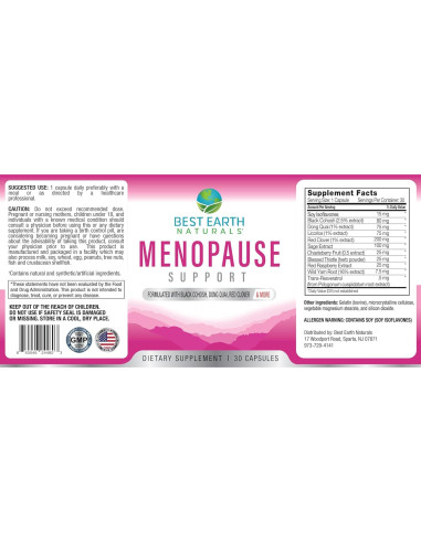 Suplemento Menopausia Best Earth Naturals 68g - Alivio Sofocos