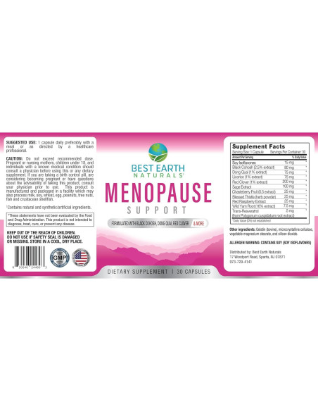Suplemento Menopausia Best Earth Naturals 68g - Alivio Sofocos