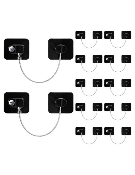Paquete de 12 Cerraduras Adhesivas para Refrigerador Negro Paquete de 12 Cerraduras Adhesivas para Refrigerador Negro