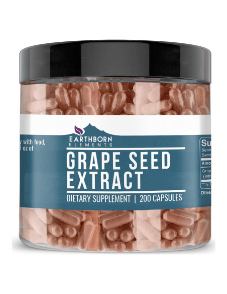 Extracto de Semilla de Uva Earthborn Elements 200 Cápsulas Puras