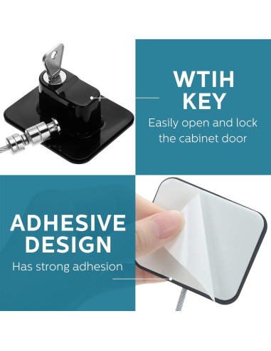 Paquete de 12 Cerraduras Adhesivas para Refrigerador Negro