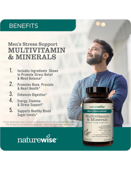 Multivitamina para Hombres NatureWise 60 Cápsulas - Salud y Estrés
