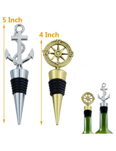 JETKONG 2 Tapones de Vino Acero Inoxidable Ancla y Timón 2