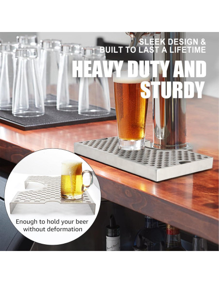 Bandeja de Goteo de Acero Inoxidable para Kegerator 34x25cm