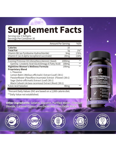 Aceite de Onagra Prensado en Frío Lukaree 90 Softgels 1000mg