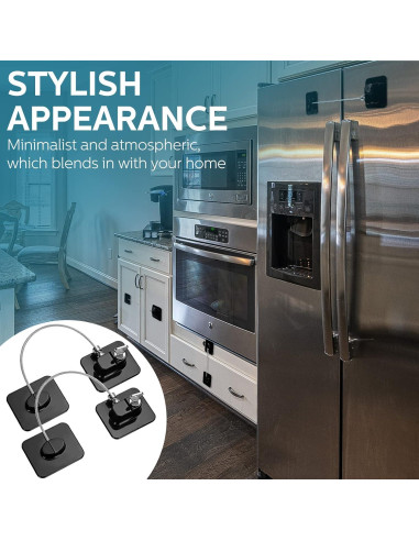 Paquete de 12 Cerraduras Adhesivas para Refrigerador Negro