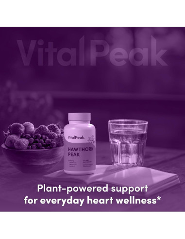 Suplemento de Baya de Espino Hawthorn Peak 900 mg - 60 Cápsulas Veganas