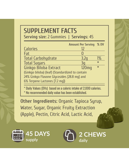 Gominolas Veganas Ginkgo Biloba Herbamama 90 Unidades 120mg