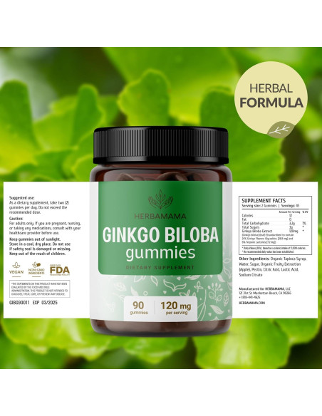 Gominolas Veganas Ginkgo Biloba Herbamama 90 Unidades 120mg