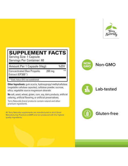 Terry Naturally Extracto de Propóleos EP300 - 60 Cápsulas