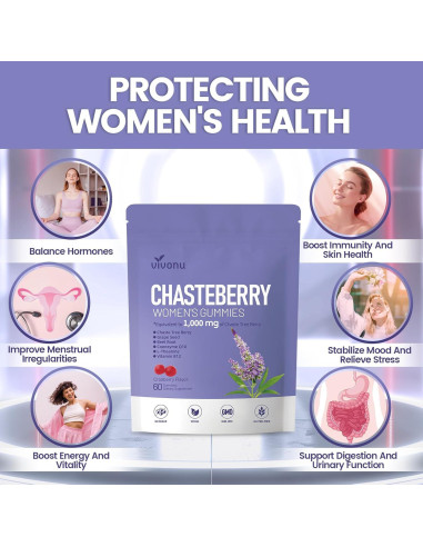 Suplemento VivoNu Gominolas Vitex Chasteberry 1000mg 180 Unidades
