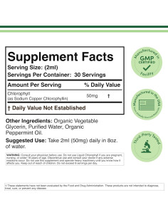 Gotas Líquidas de Clorofila Double Wood 60ml Sabor Menta 2
