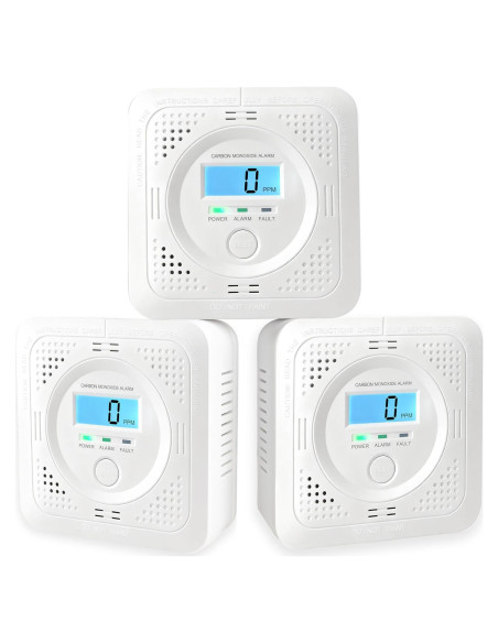 Paquete de 3 Detectores de Monóxido de Carbono Pumwry LCD