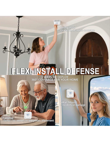 Paquete de 3 Detectores de Monóxido de Carbono Pumwry LCD