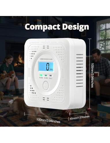 Paquete de 3 Detectores de Monóxido de Carbono Pumwry LCD