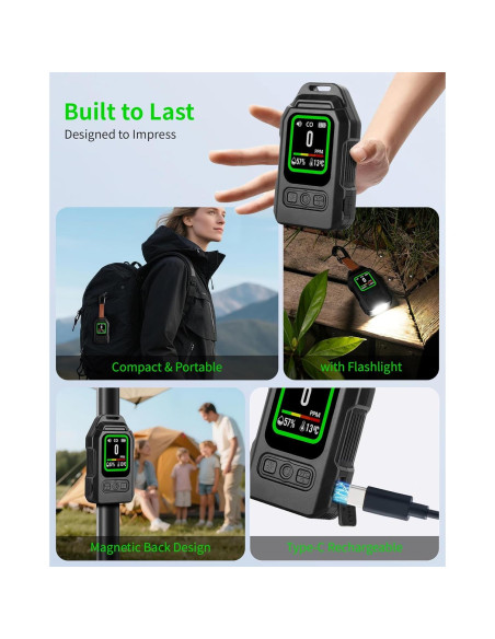 Detector de Monóxido de Carbono 3-en-1 Jleiiofe Portátil