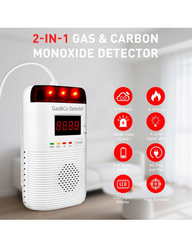 Detector de Gas y Monóxido de Carbono DOUSHIQIAN 2 en 1