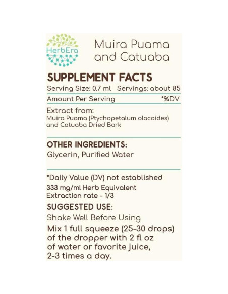 Extracto Herbal Muira Puama y Catuaba Herbera 59 ml