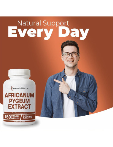 Cápsulas de Pygeum Africano 500mg Immortal Herbs - 150 Unidades